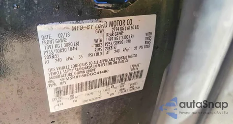 2013 Ford Explorer Limited z USA, uszkodzony, nr VIN 1FM5K8F89DGC